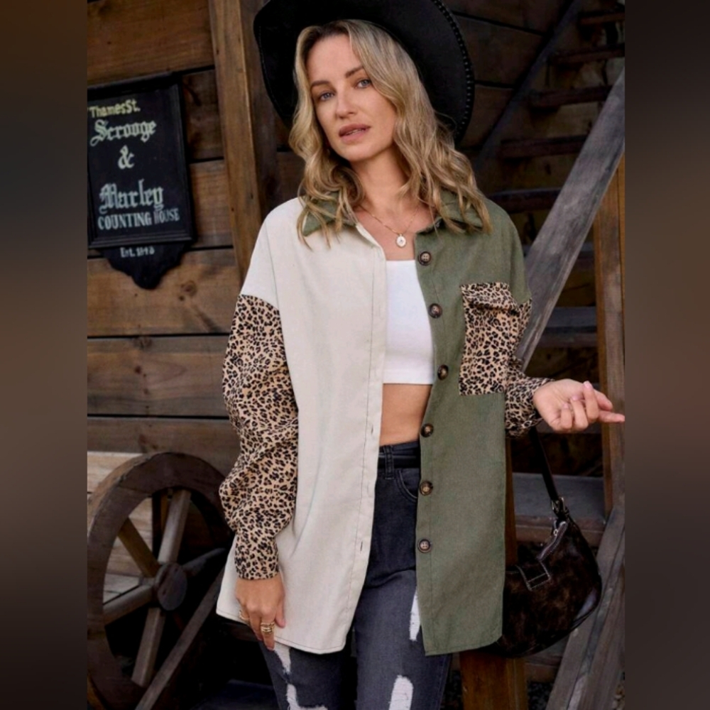 Not Available: Button-Up Shacket/Oversized Shirt - image 3